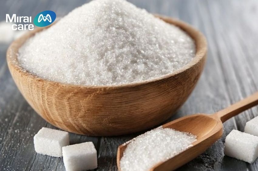 Đường tinh luyện và các chất tạo ngọt nhân tạo: đường trắng, siro ngô, aspartame